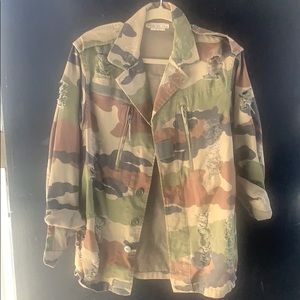 Oversized camouflage jacket w/ The Beatles on back